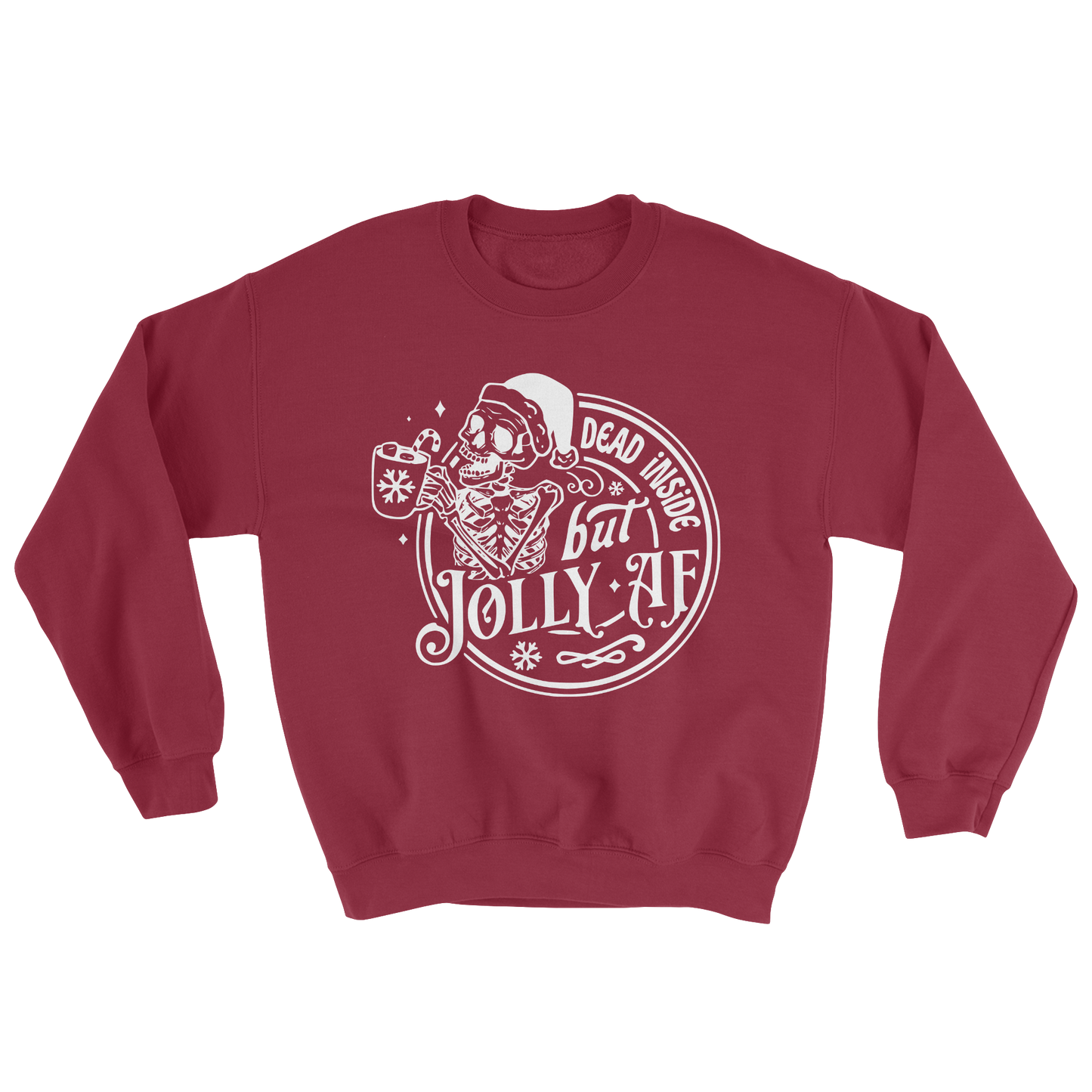 Dead Inside but Jolly AF Crewneck Sweatshirt in Antique Cherry Red