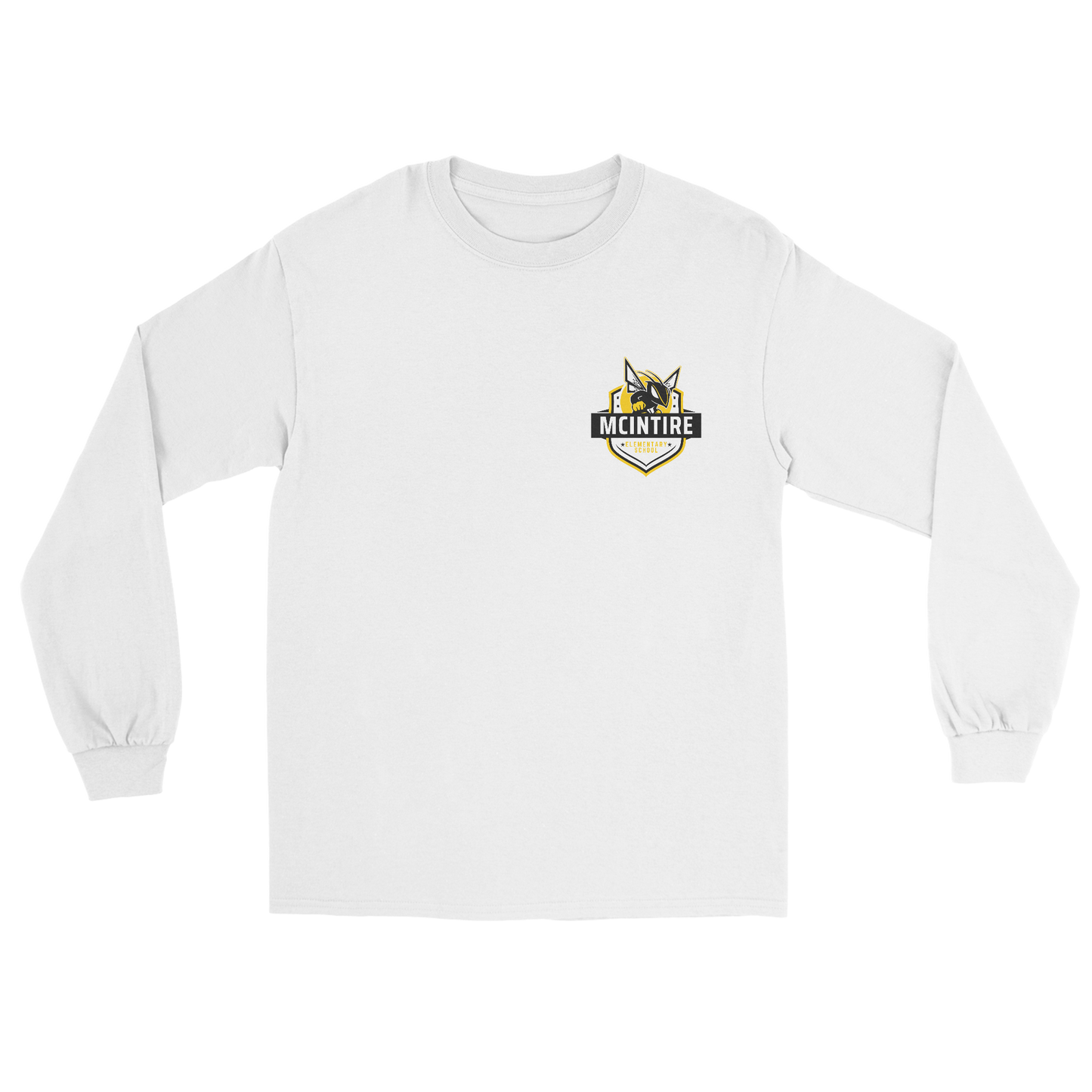 McIntire Hornets Crest Long Sleeve Tee in white