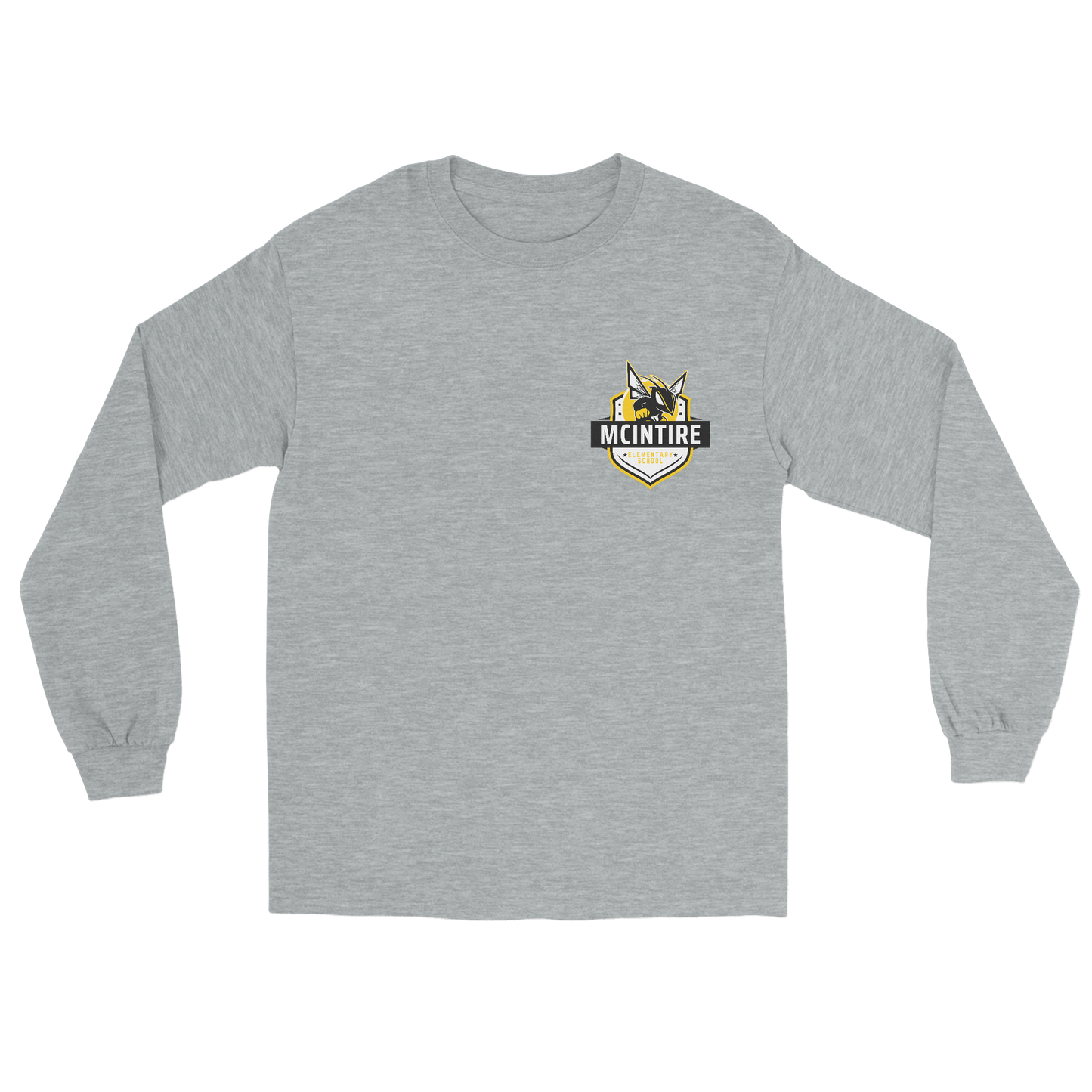 McIntire Hornets Crest Long Sleeve Tee in gray