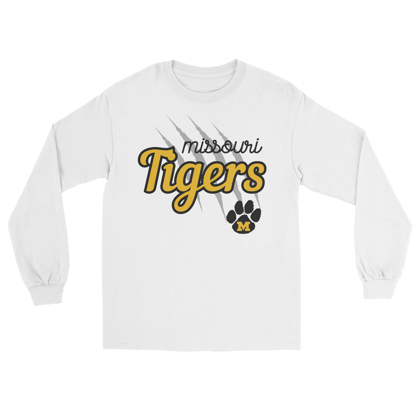 Missouri Tiger Scratch Long Sleeve Tee in white