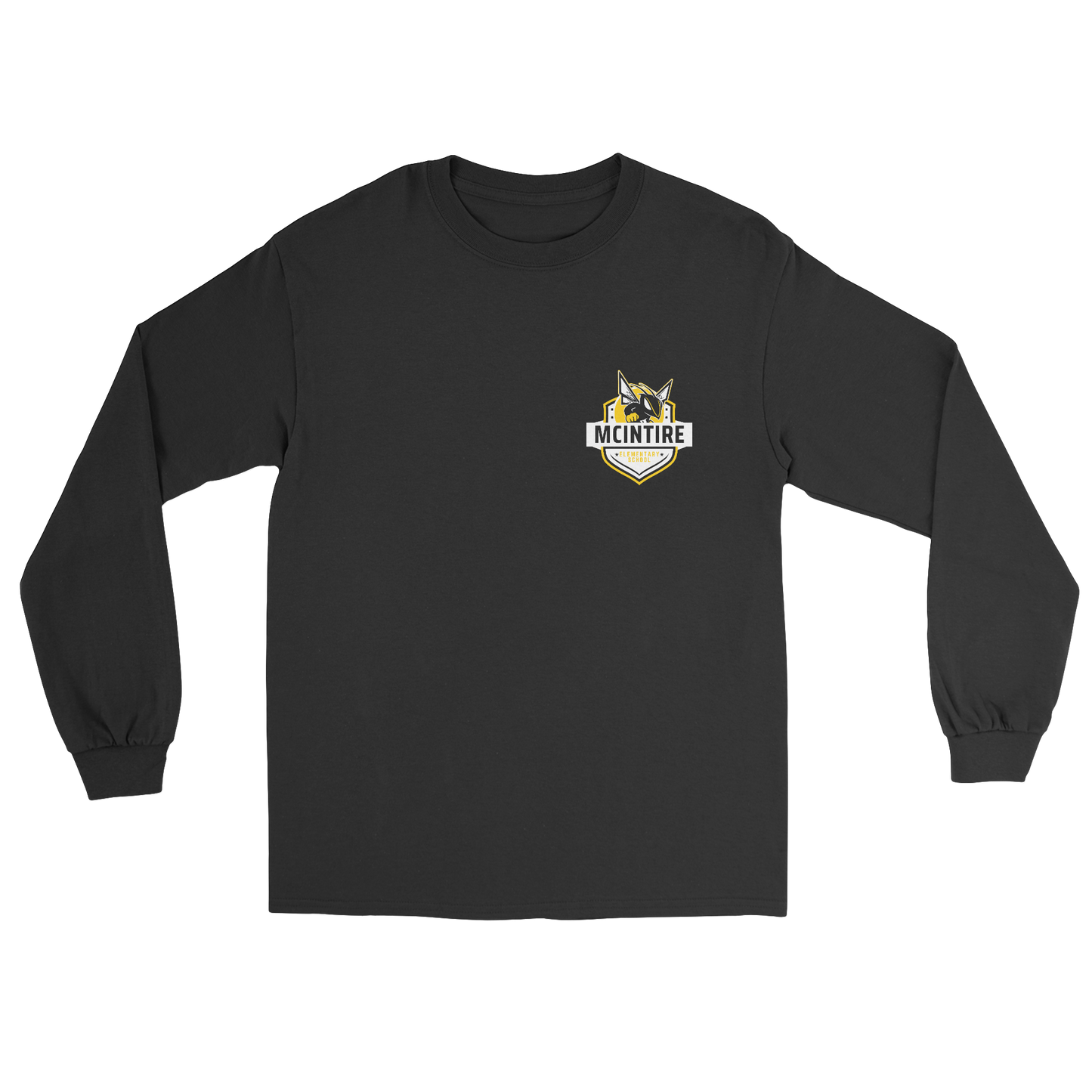 McIntire Hornets Crest Long Sleeve Tee in black 