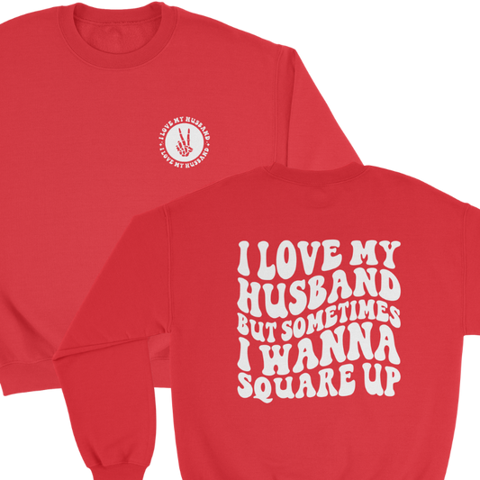 I Love My Husband but... Crewneck Sweatshirt in Red